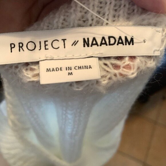 Womens Medium Project Naadam White Acrylic Knit Sweater With Bow-Tie Sleeves - Picture 5 of 6